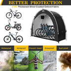 happy travel bike storage shed tent, outdoor portable showing dimensions