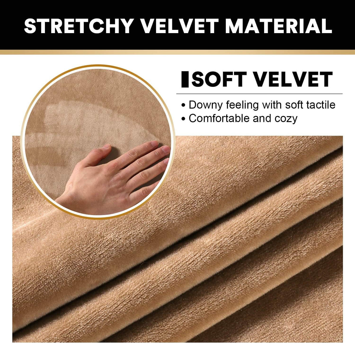 PrinceDeco Velvet Ottoman Cover Rectangle Folding Storage Cover,XL,Camel