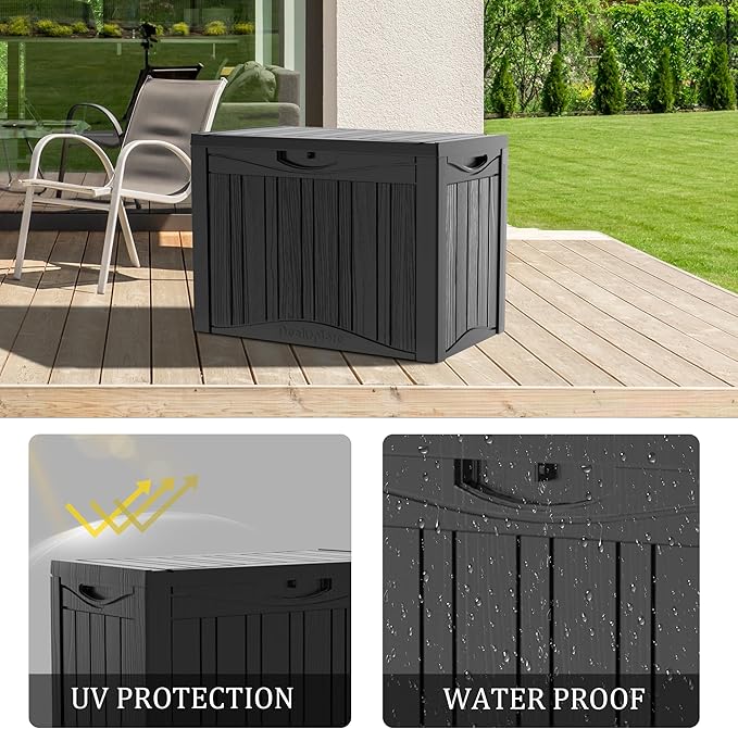 TARKARI 50 Gallon Lockable Resin Deck Box, Waterproof & UV-Resistant Outdoor - Image 4