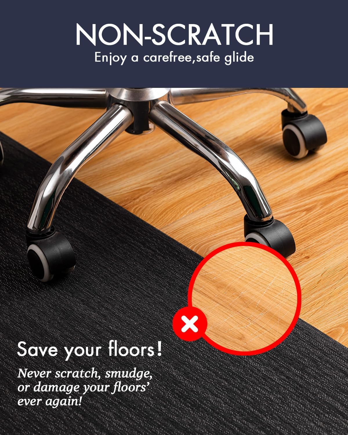 BARoyal Office Chair Mat for Hardwood Floor, Anti-Slip PVC, 36 x 48 Inch