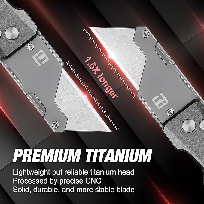 FLISSA Advanced Titanium Utility Knife, CNC Unibody, Lightweight All Metal - Image 3