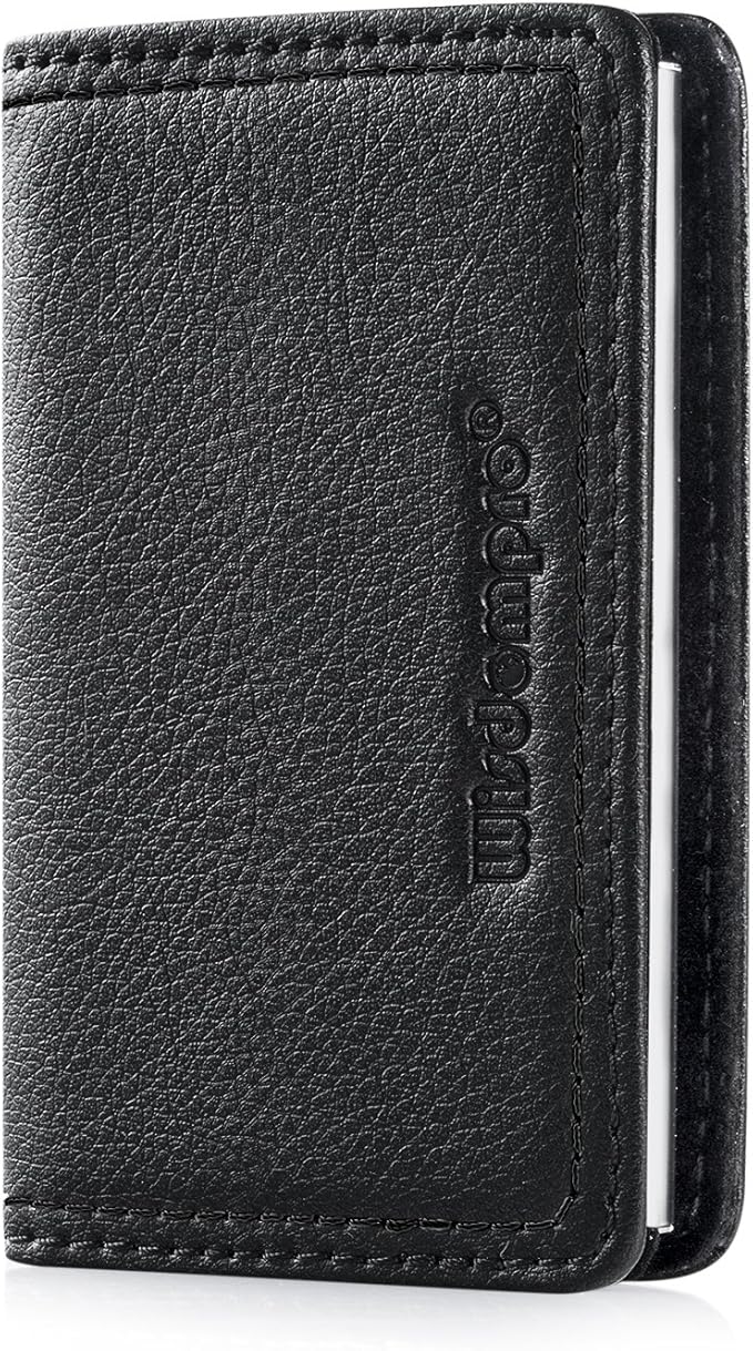 Wisdompro Business Card Holder, 2-Sided PU Leather Folio Name Card Holder - Image 4