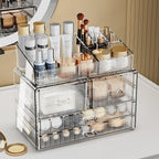 ZHIAI Stackable Storage Drawers, Acrylic Bathroom Counter Organizer Clear - Image 3