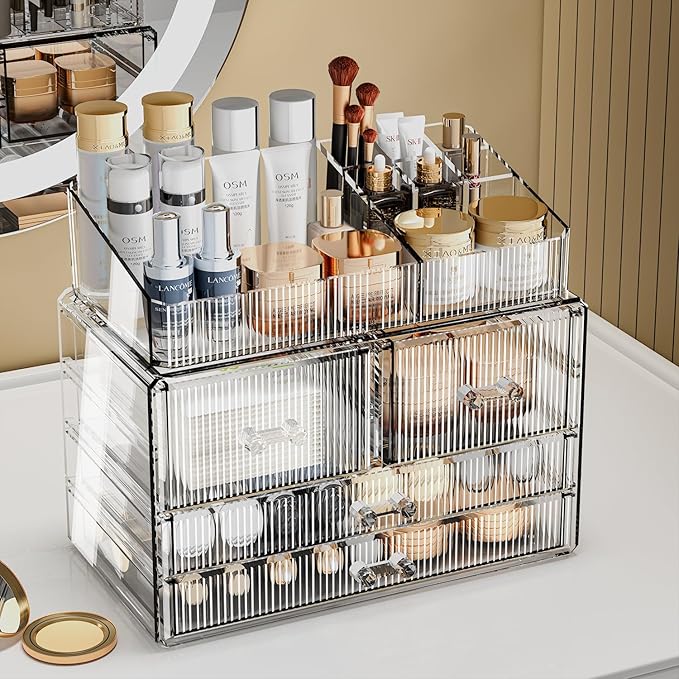 ZHIAI Stackable Storage Drawers, Acrylic Bathroom Counter Organizer Clear - Image 3