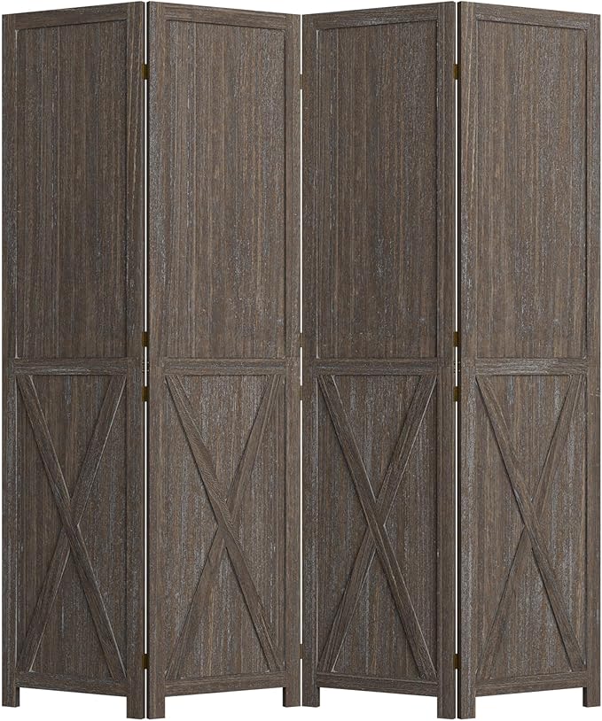 Cozy Castle Wood Room Divider, 4 Panels Folding Privacy Screen, 66.9'' Wall - Image 8