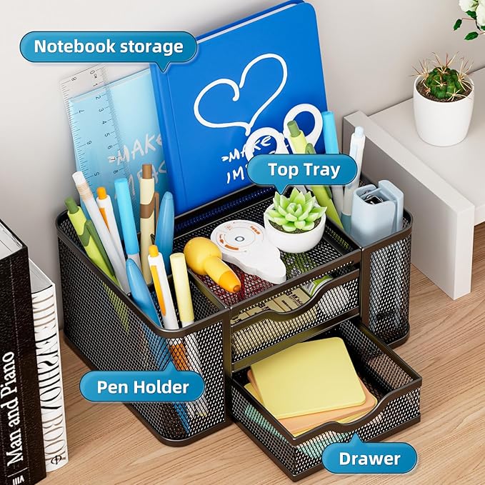 Marbrasse Mesh Desk Organizer, Pen Organizer - Image 2