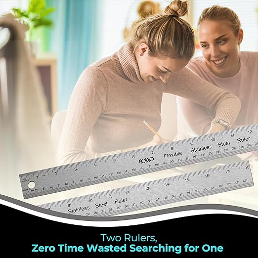 NOKKO 18 Inch Metal Ruler with Cork Backing, Non-Slip Cork Back - Image 7