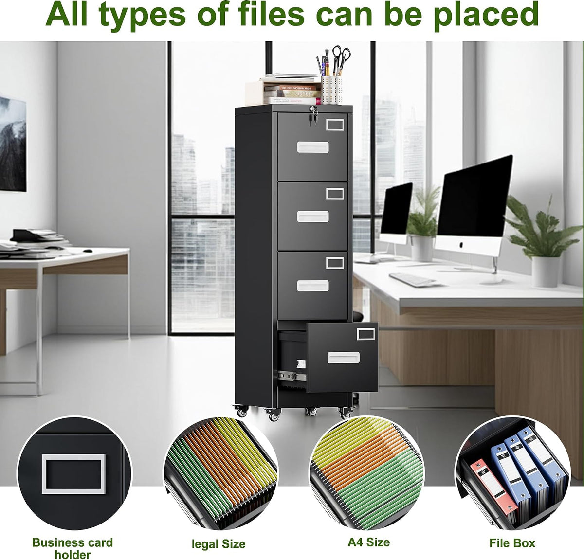 aobabo 4 drawer metal file cabinet with lock, package contents