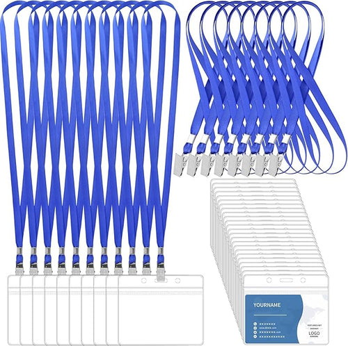 100 Pcs Lanyards for ID Badges and 100 Pcs Clear Name Tag Holders Reusable by Lecpeting