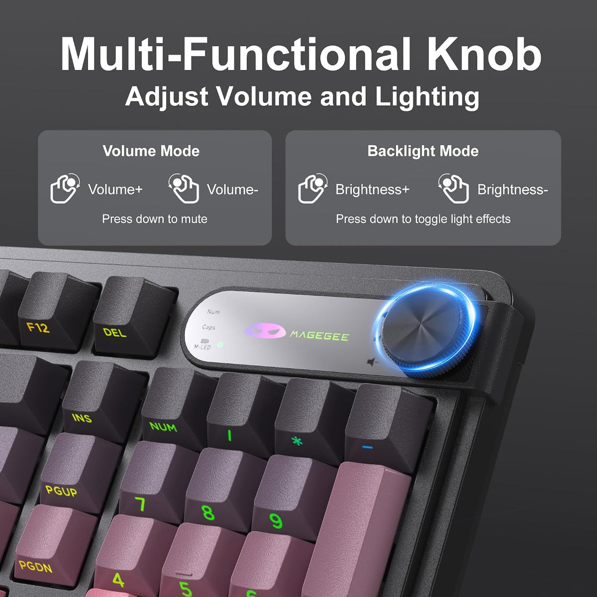 MageGee GK960 Wireless Keyboard, 98 Keys Tri-Mode BT/2.4G/Wired Membrane Gami...