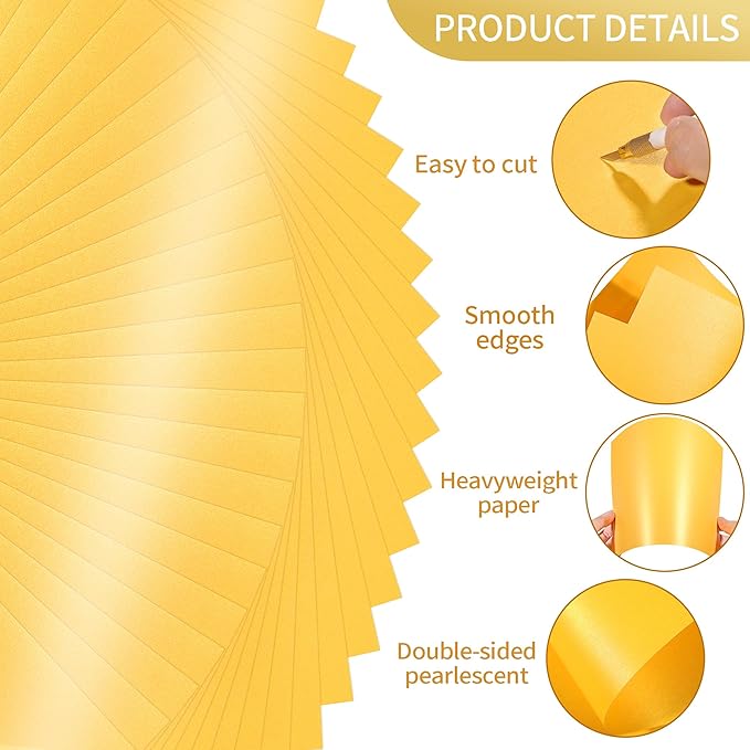 25 Sheets Gold Shimmer Cardstock 8.5 x 11Inch Metallic Card Stock 250GSM/92LB - Image 3