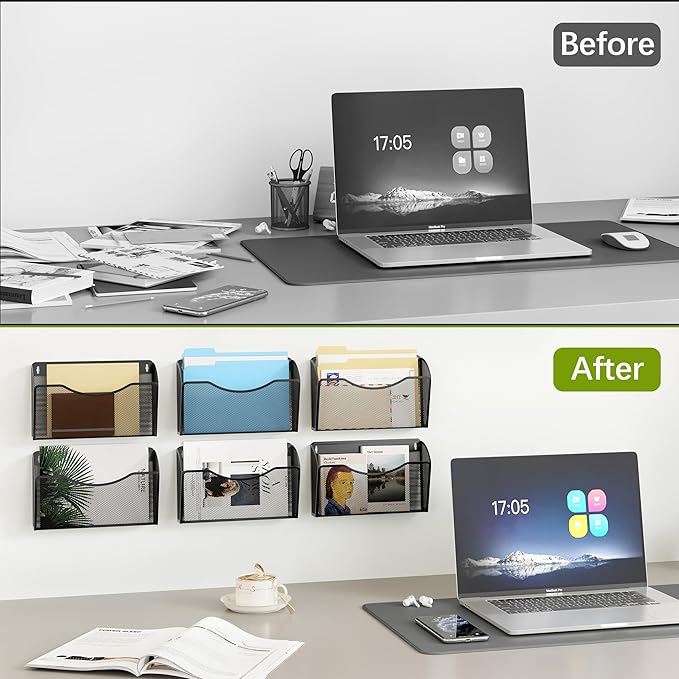 EasyPAG 6 Single Pocket Wall File Organizer, Mesh Hanging File Folder Organizer - Image 6