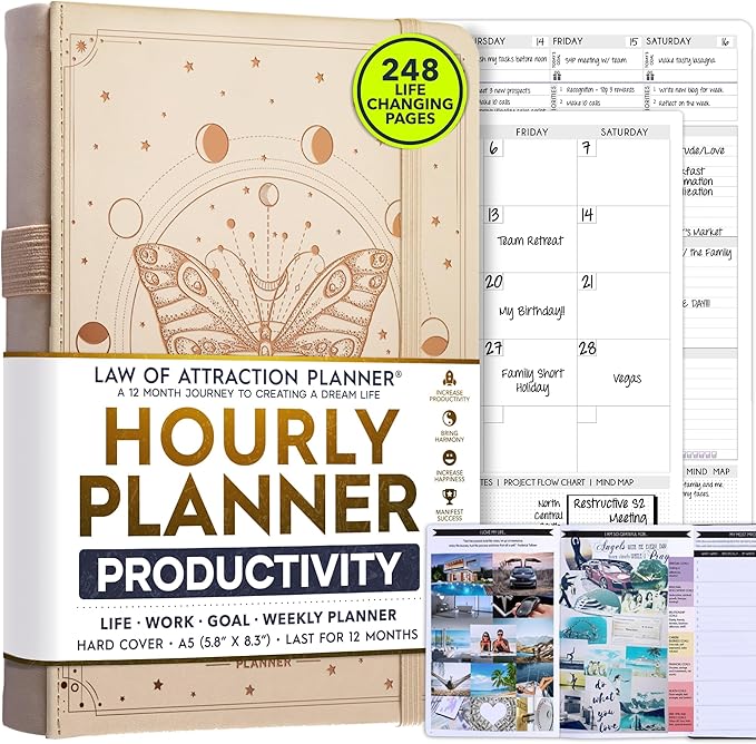 Hourly Planner - Undated Weekly & Monthly Planner, 12-Month Journey to Increase by FreedomMastery