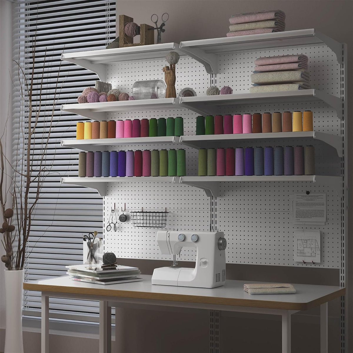 JWX DDB Standing Pegboard Shelf Unit, 30'' White Home Office shlef ca...