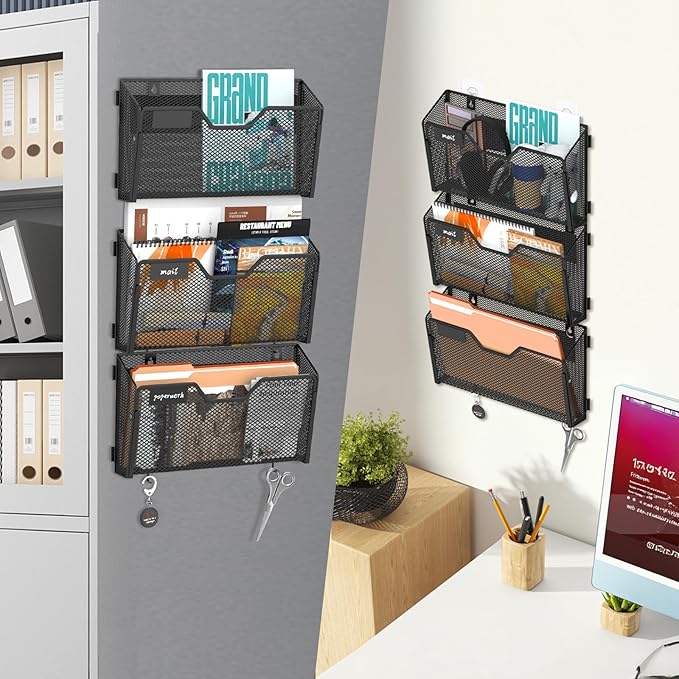 SUPEASY Magnetic File Holder, 3 Pack File Folder Organizer, Wall File Organizer - Image 2