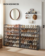 songmics shoe rack, 12-tier shoe organizer, metal shoe, close-up detail