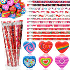 JULMELON 72PCS Valentine's Day Party Favors Set, Wooden Pencils by JULMELON