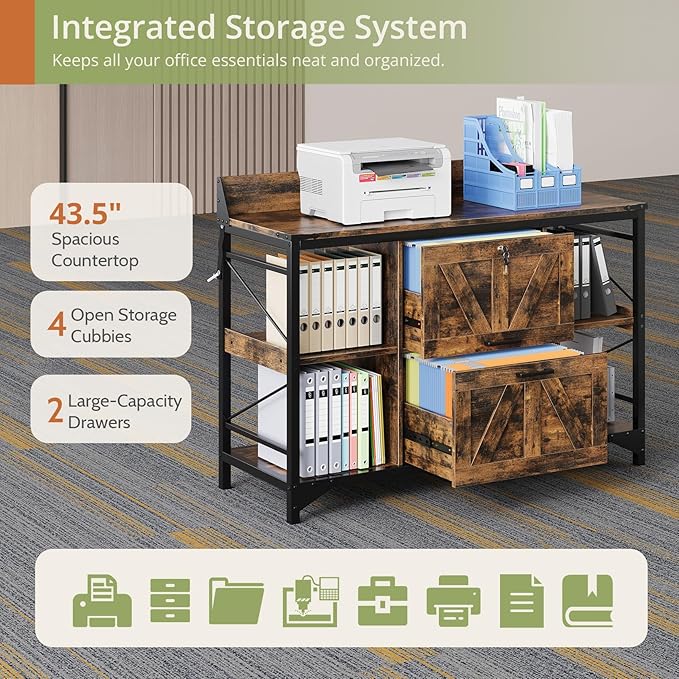 AesthLife 44" File Cabinet for Home Office, Wood Filing Credenza - Image 5