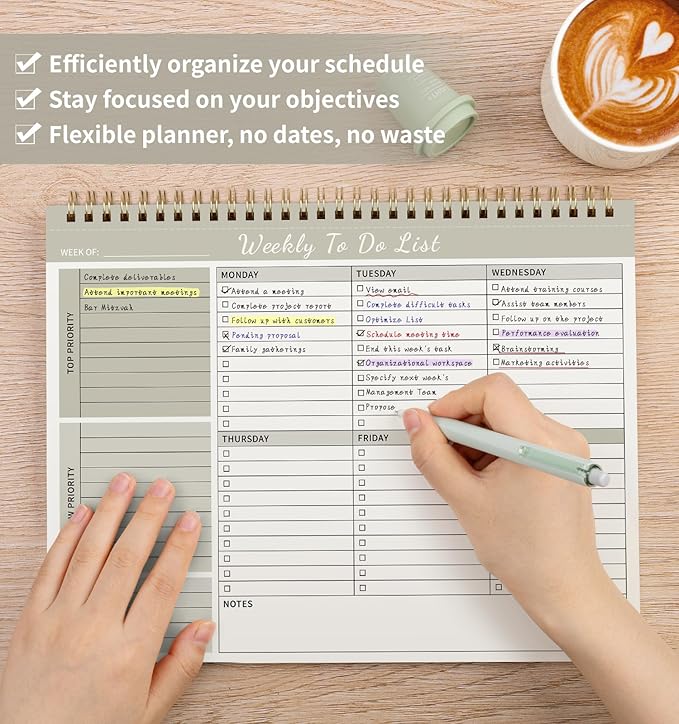 104 Pgs Weekly To Do List Notepad, 52 Duplex-Printed Undated Sheets 100 - Image 6