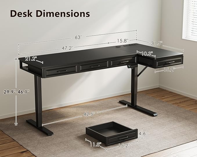 OffiGo L Shaped Electric Standing Desk - Image 3