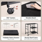 DEVAISE 3 Drawer Mobile File Cabinet with Open Storage Shelf | Rolling Printer Stand, Fabric Lateral Filing Cabinet fits A4 or Letter Size for Home Office, Black