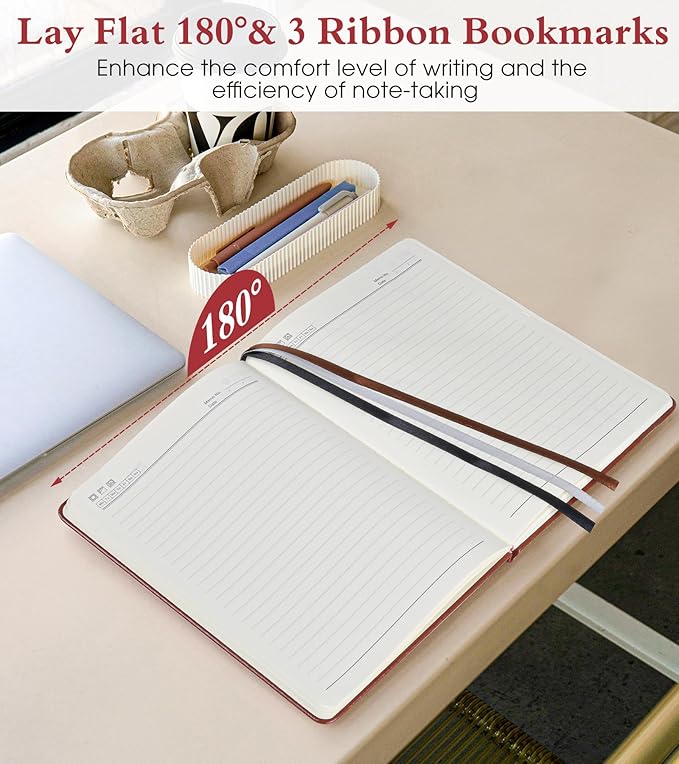PAIBAS Lined Journal Notebook for Women Men, 160 Pages, A5 Hardcover Vintage - Image 6