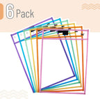 Mr. Pen- Reusable Dry Erase Pocket Sleeves, 10" x 14", 6 Pack, Colorful | Pastel Colors, Clear Plastic Paper Sleeves, Ticket Holders, Clear Plastic Sheet Protectors, Teacher, School