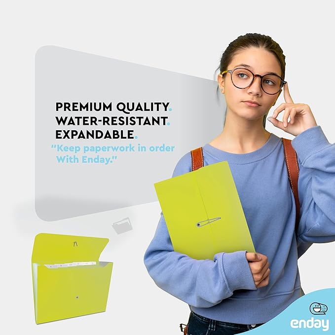 Accordion File Organizer Green, 7 Pocket Expanding File and Cover Folder - Image 2