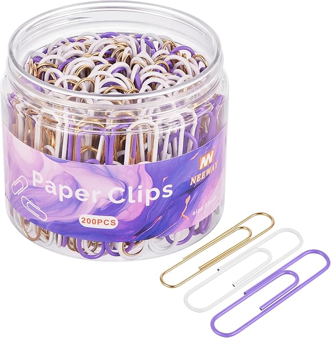 NEEWAY 200pcs Large Purple Paper Clips, 2 Inch Jumbo Paper Clip, Ceative by NEEWAY