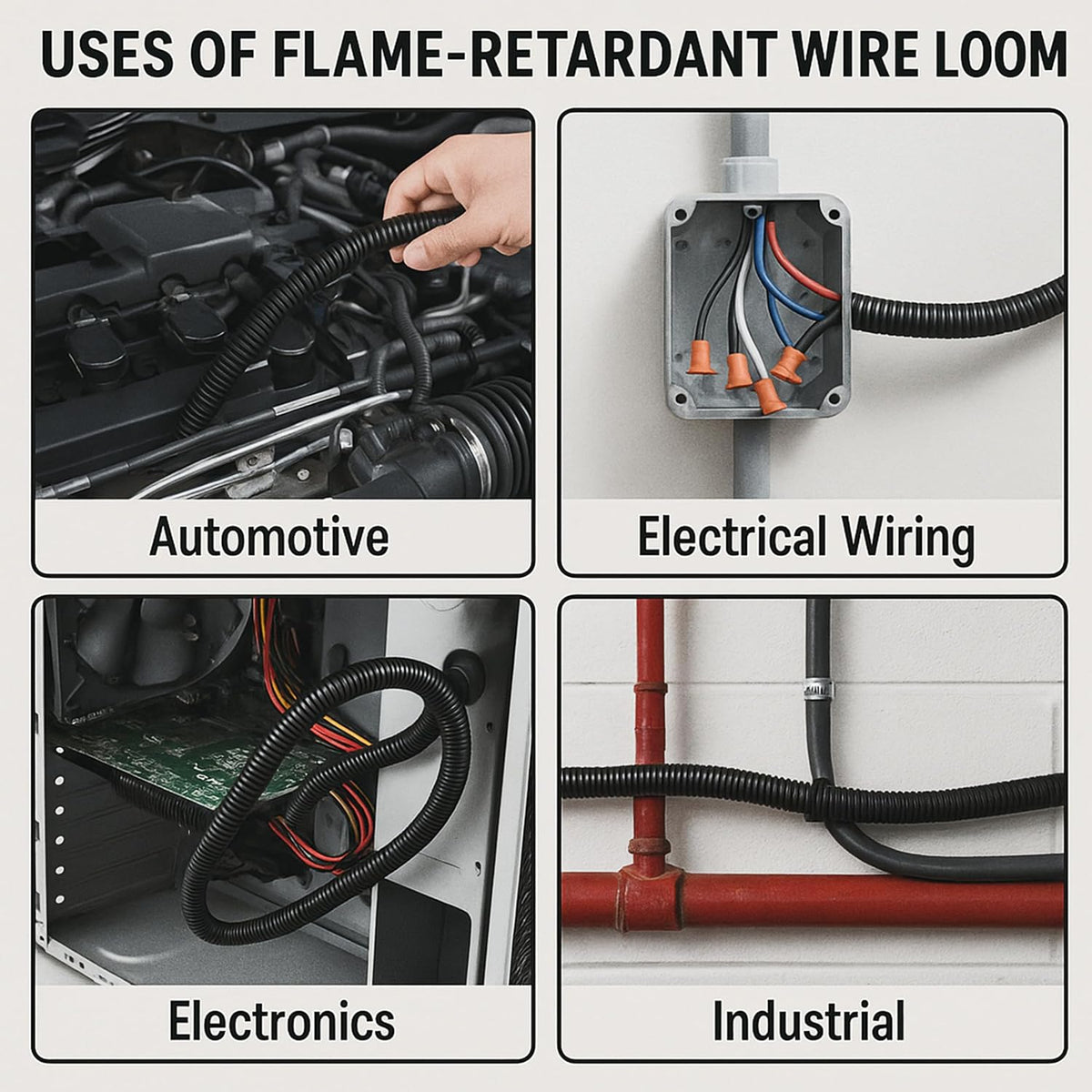 Electriduct 1.25" Flame Retardant Polypropylene Split Wire Loom - 200 Feet