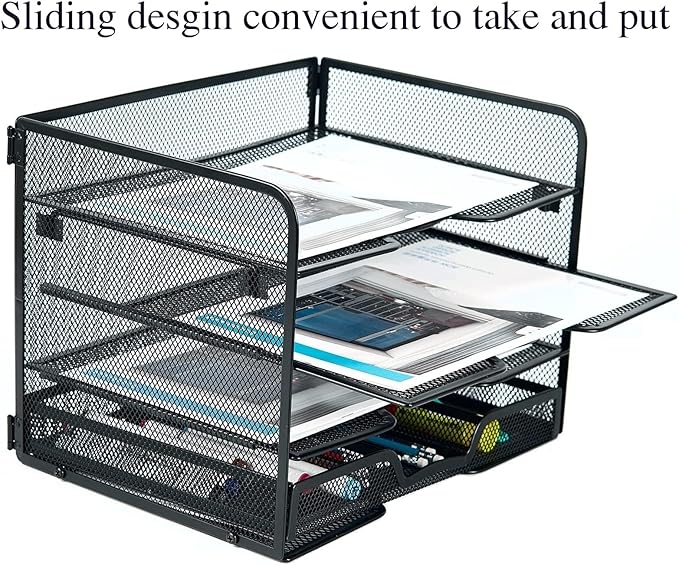 SETTFRFE 4 Tier Mesh Paper Letter Tray, Desk File Organizer - Image 6