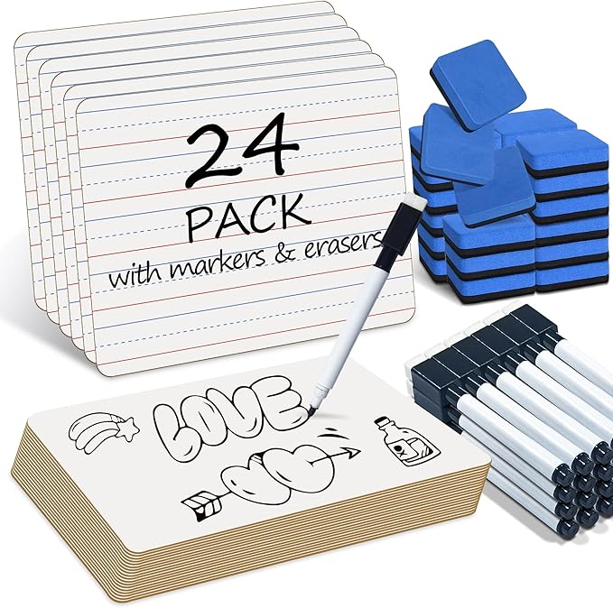 24 Pack Dry Erase Boards, Education Teacher Classroom, Mini Portable Learning by Unknown