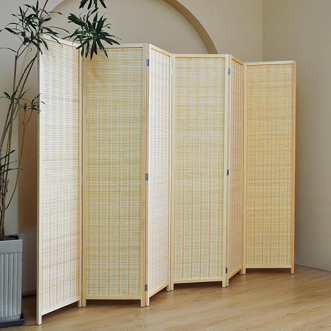 Furnnylane 6 Panel Bamboo Room Divider and Folding Panel Screen, Bamboo Panel - Image 3
