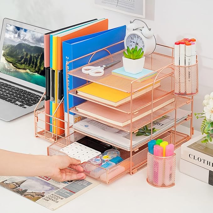 Marbrasse Rose Gold Desk Organizer - Image 5