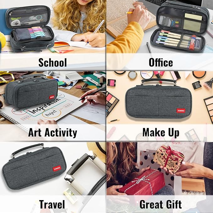JOINPRO Pencil Case, Large Capacity Pencil Case Organizer; Double Zipper - Image 7