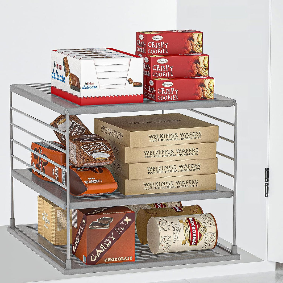 2 PACK Cabinet Organizer- Divided Compartment Holder for Foil and Plastic Wra...