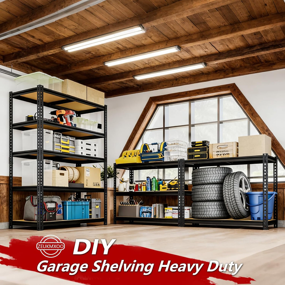 72" h storage shelves,storage shelves heavy duty,2400lbs metal, side view