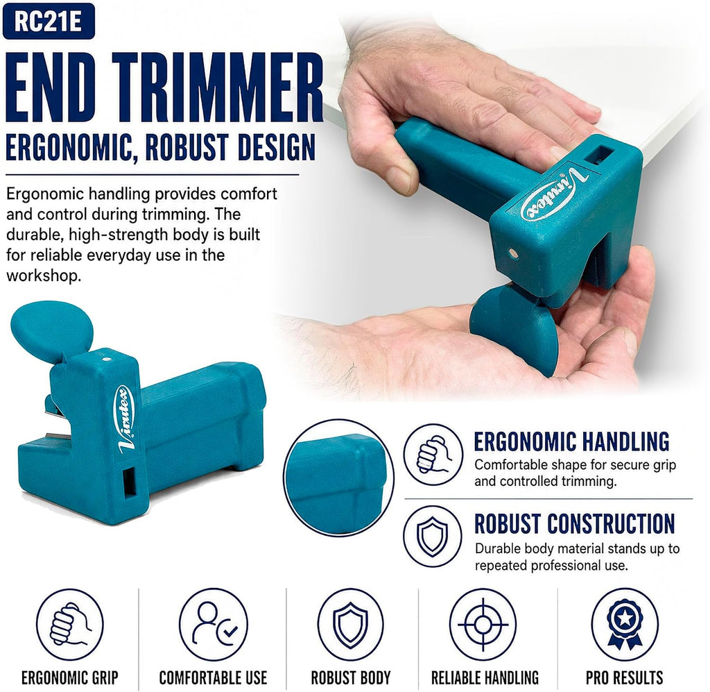 Virutex RC21E Veneer End Trimmer, Edge Banding Cutter for PVC, Melamine & Laminate, Double Blade Precision Tool up to 54 mm for Woodworking