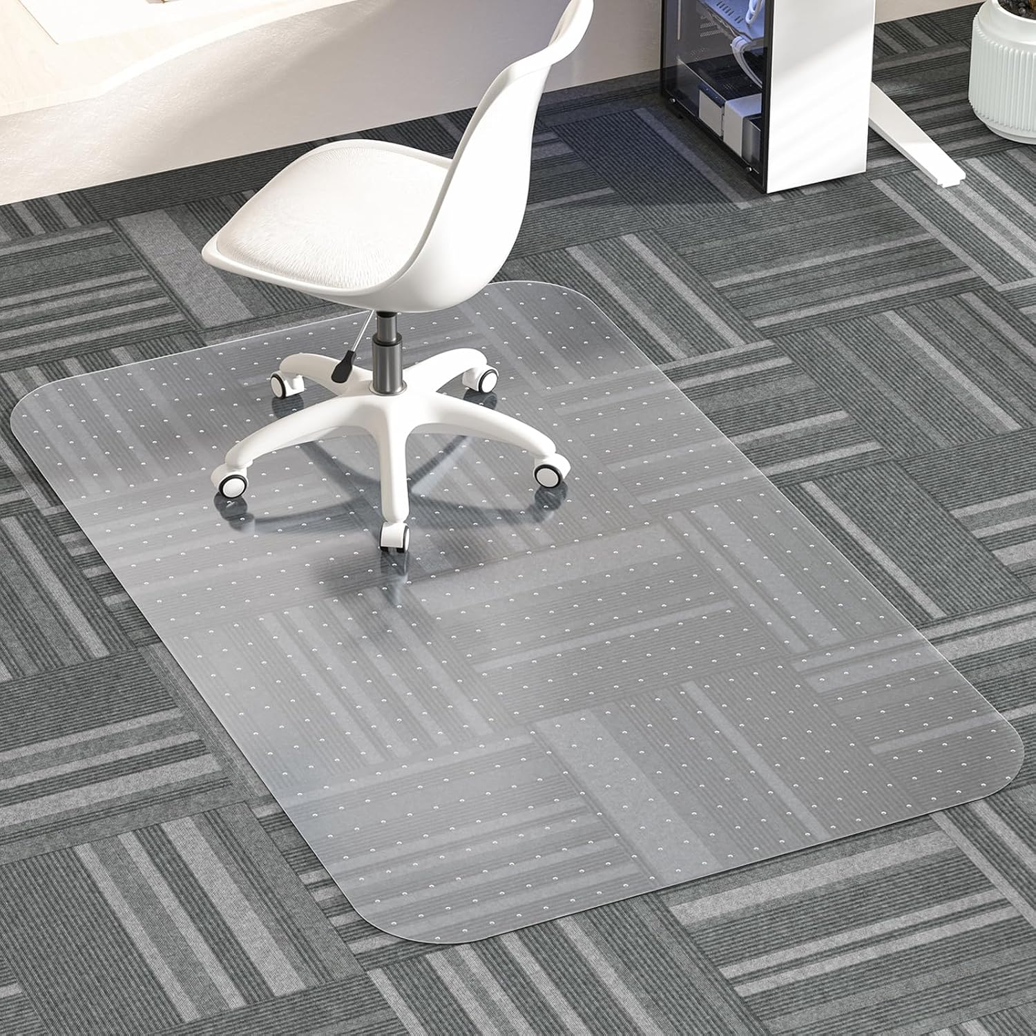Office Chair Mat for Carpet, 30" X 48" X 0.09" Desk Chair Mat for Carpet Floors, Clear and Thick Rolling Computer Chair Mats with Non-Slip Studded for Home and Office Low Pile Carpets