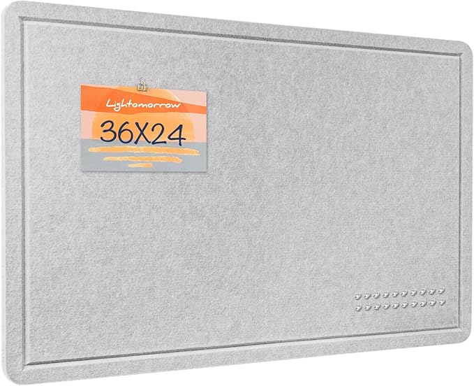 Bulletin Board, 36 x 24 Inches Felt Pin Board, Cork Alternative by Lightomorrow