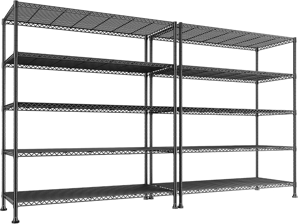 REIBII 45.5''W Storage Shelves Wire Shelving, 5 Tier Pantry Shelves
