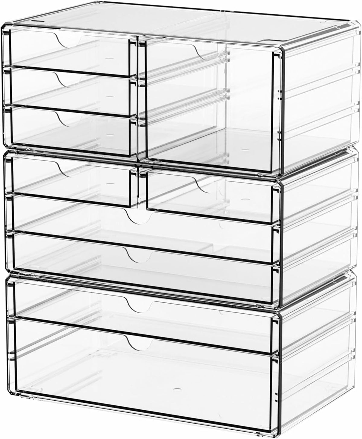 Yieach 3 Pack Clear Storage Drawers With 10 Drawers,Stackable 11.1” Large Acr...