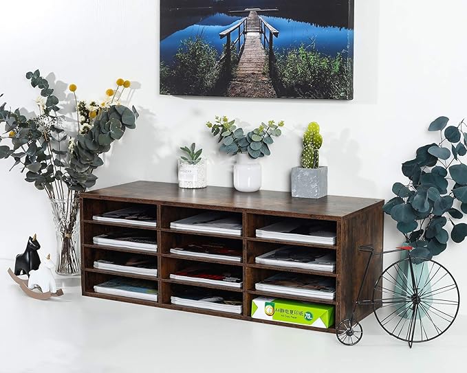 PAG Mail Sorter, Wooden Countertop Literature Organizer, Student & Desktop Bill - Image 6