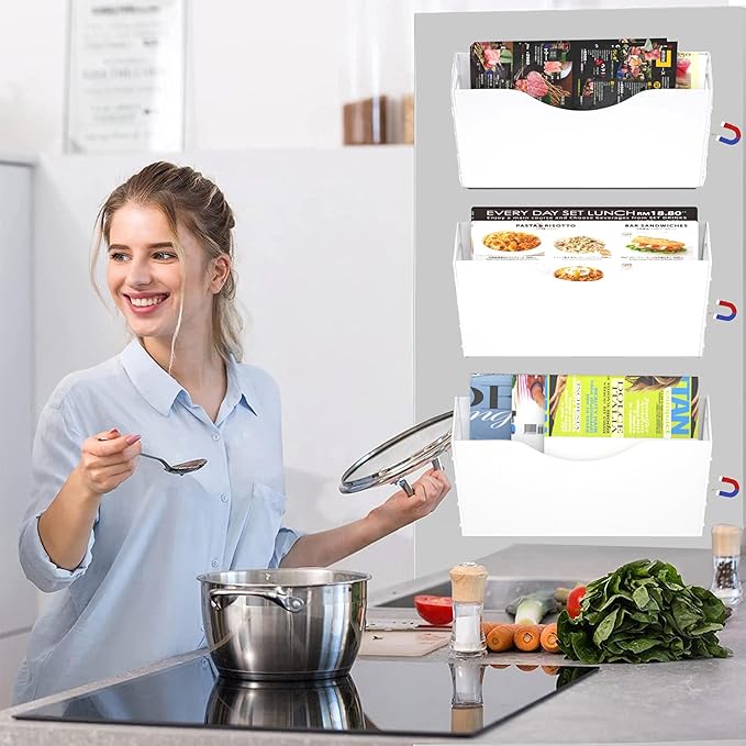 3 Pockets Magnetic File Holder for File Cabinets, Refrigerator, Magnetic Paper - Image 2