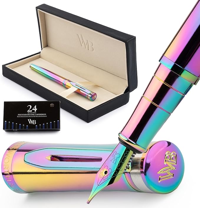 Wordsworth & Black Fountain Pen Set, 18K Gilded Medium Nib, Includes 24 Pack by WordsworthBlack