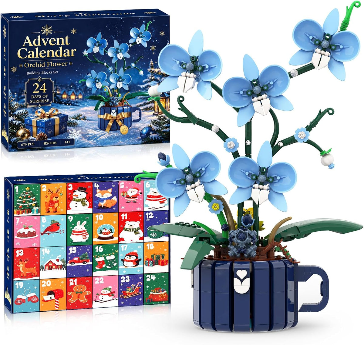 Orchid Flower Advent Calendar 2026, 24-Day Christmas Countdown Building Set