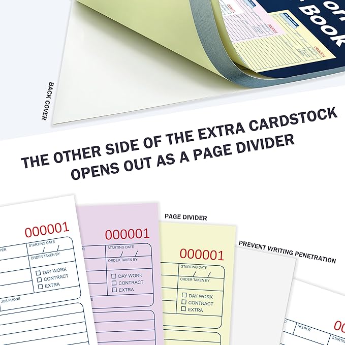 150 Sets Job Work Order Form Book 3 Part Carbonless Work Order Invoice Book 5.5 - Image 5
