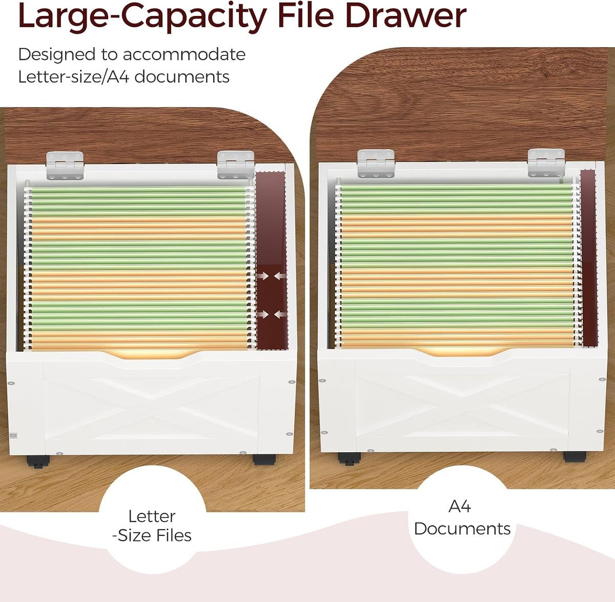 MAHANCRIS Rolling Filing Cabinet, Small File Cabinet Under Desk with Single D...
