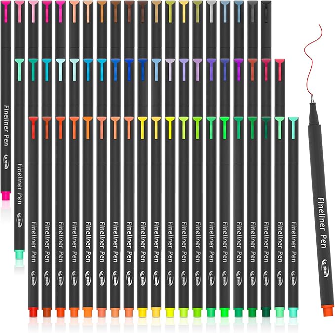 Tebik 65 Pack Planner Colored Pens, 60 Assorted Colors Drawing Pens by Tebik