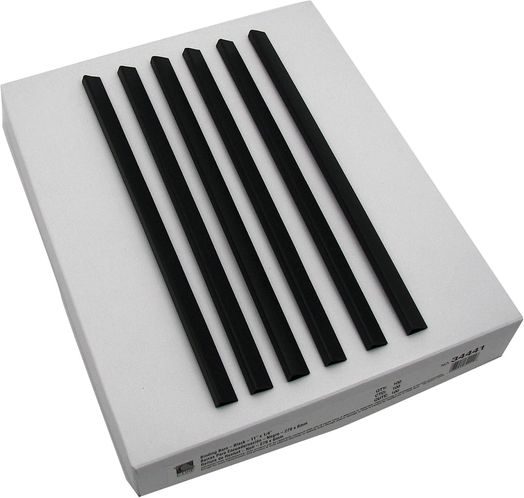 C-Line Slide 'N Grip Binding Bars, 40-Sheet Capacity, 11 x 0.25, Black, 100/Box